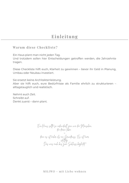 MILIWO Planungs-Checkliste für Familien